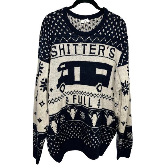Oh My Sweater Christmas Vacation Ugly Size 3XL Cousin Eddie "Sh*tter's Full" - Picture 1 of 6
